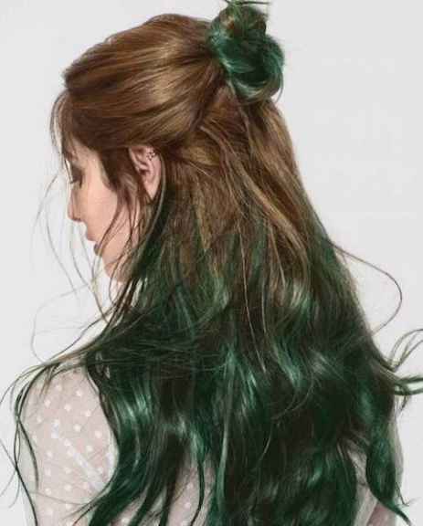 градиентные зеленые волосы