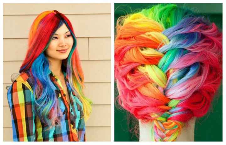 Яркое окрашивание волос во все цвета радуги, фото