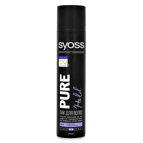 Чистый лак для волос сильной фиксации без отдушек и силиконов, Syoss